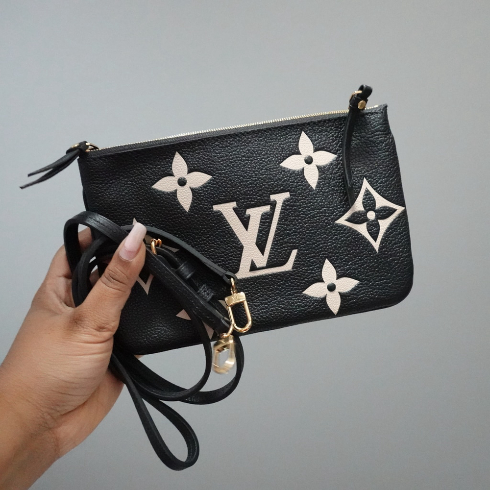 Louis Vuitton Double Pochette Black Monogram Empreinte Leather